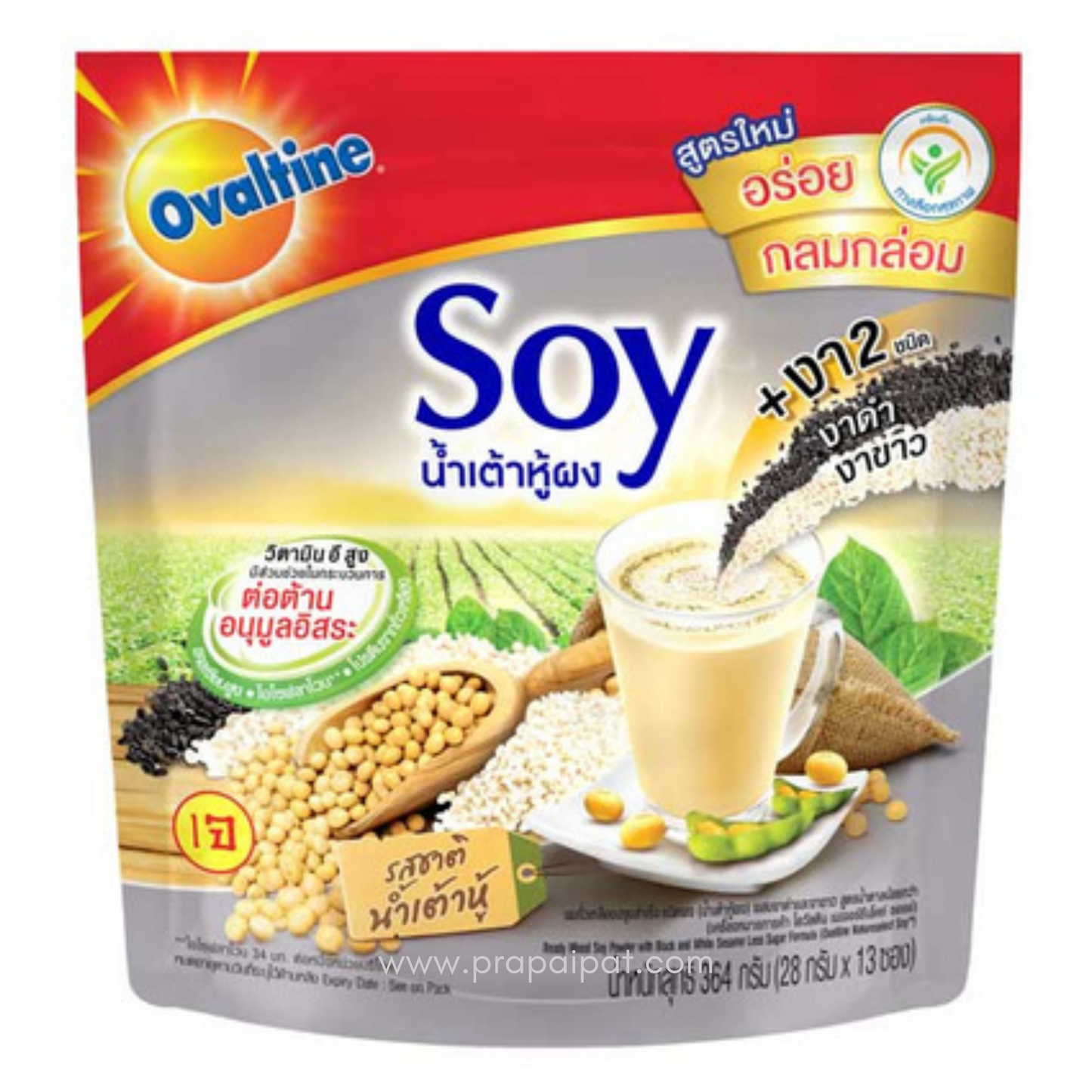 Ovaltine Soy 364 g น้ำเต้าหู้ งาดำ แพค 13 ซอง