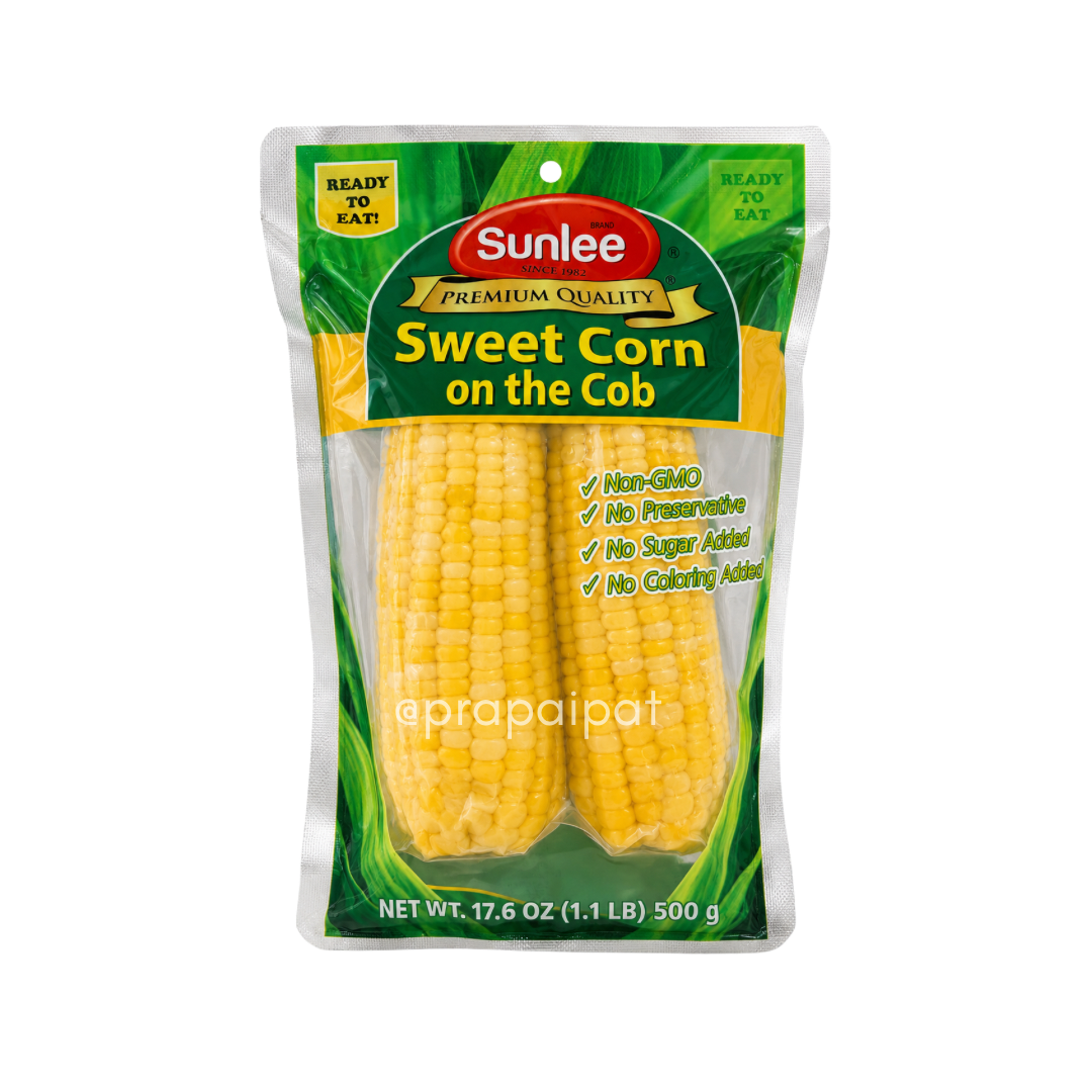 Sunlee Sweet Corn on The Cob twin 450g ข้าวโพดหวาน ฝัก