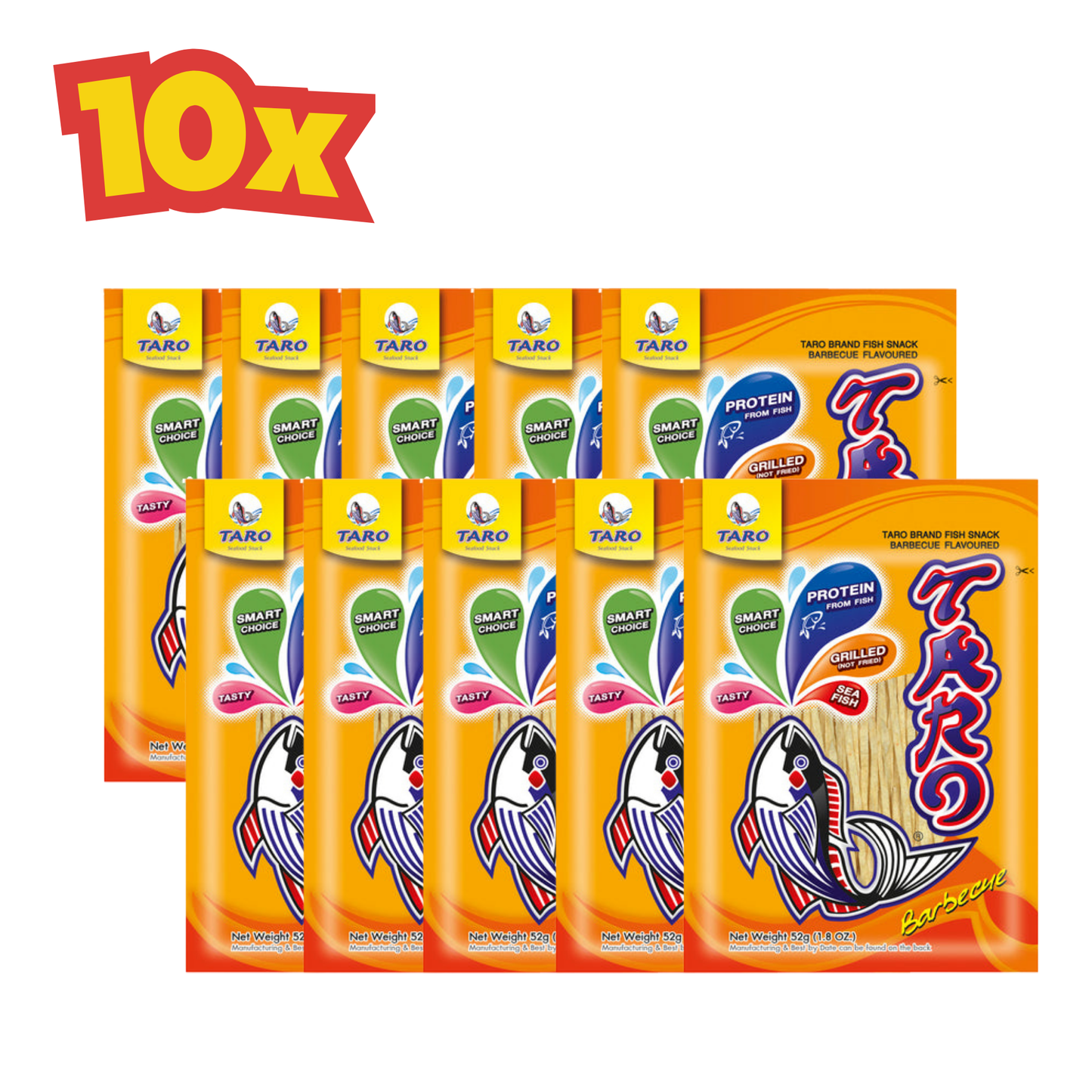 10x Fish Snack Taro 52 g ปลาเส้นทาโร่ BBQ