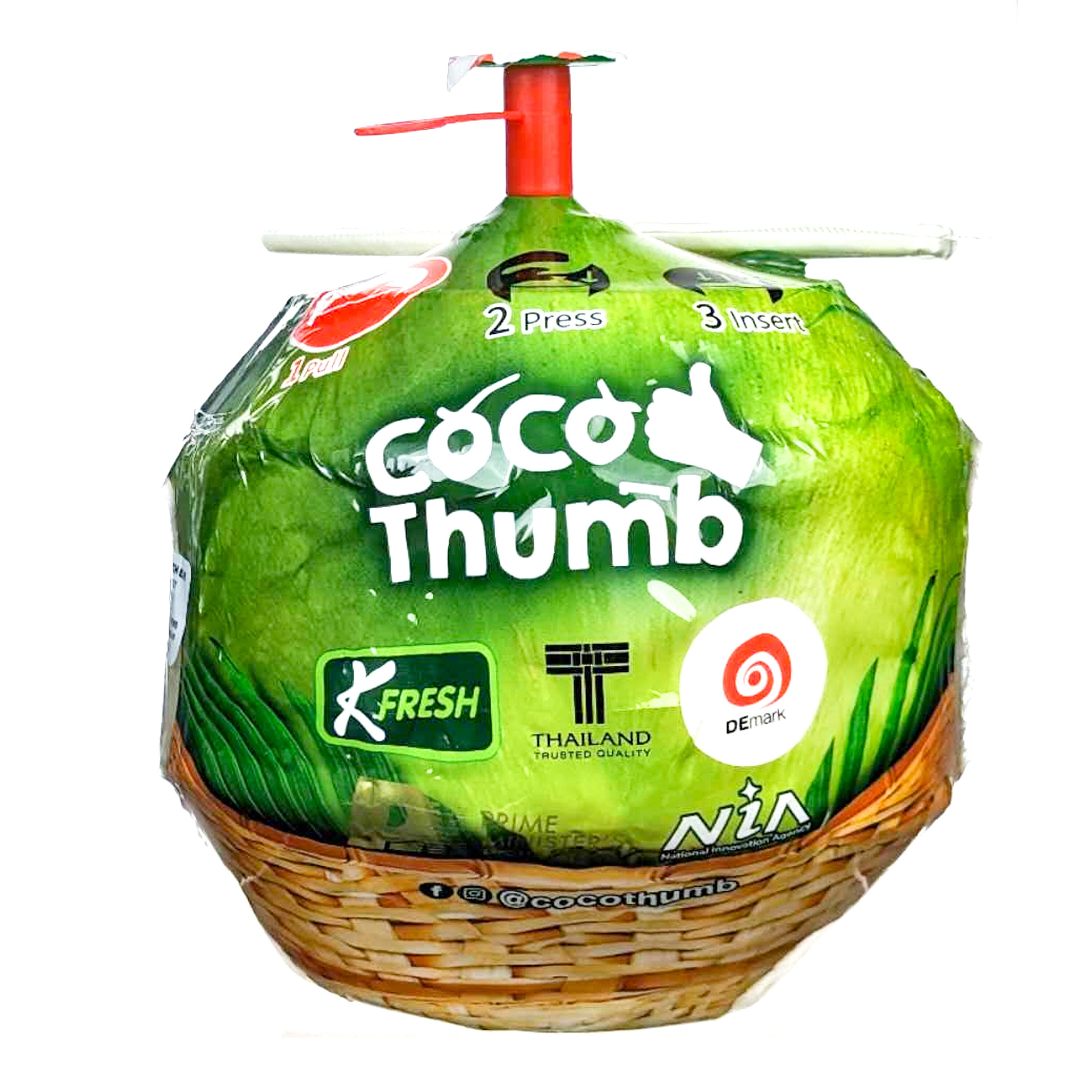 Coco Thumb Young Coconut 220 ML น้ำมะพร้าว ในลูกมะพร้าว