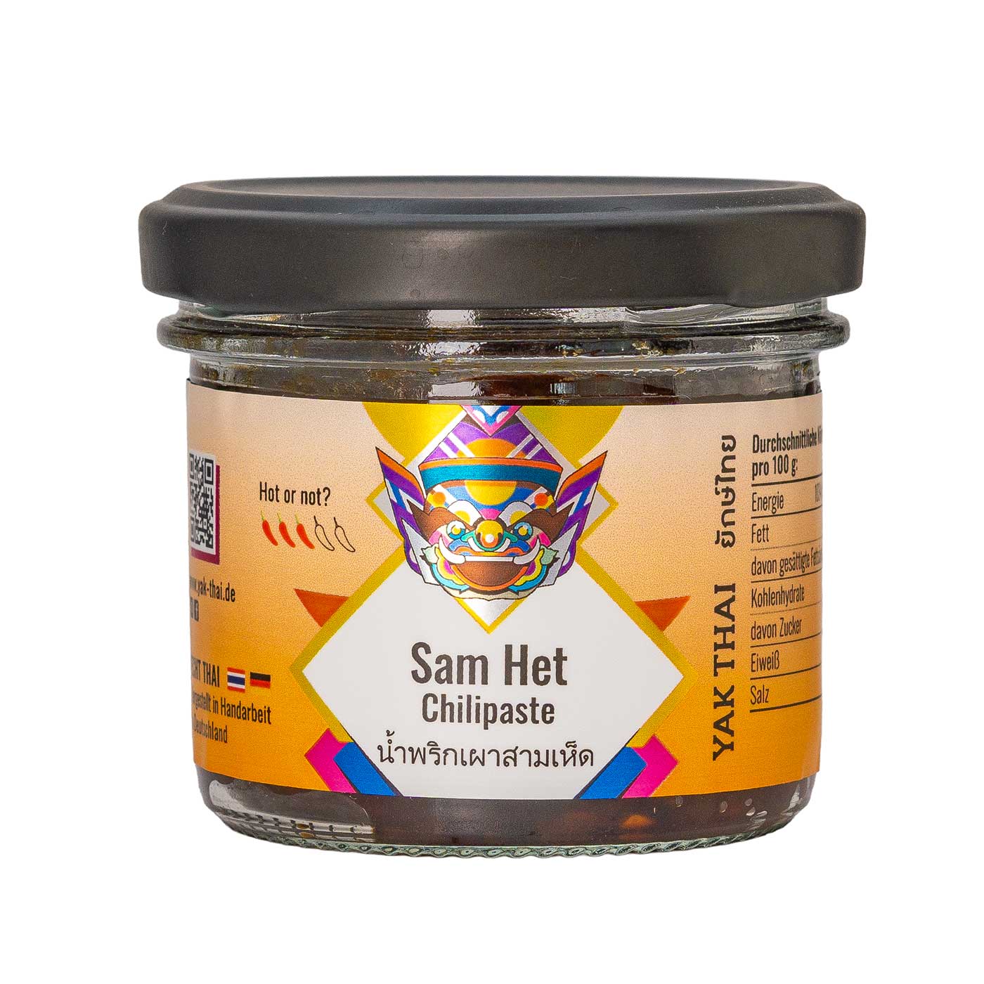 YAK THAI น้ำพริก สามเห็ด ยักษ์ไทย Chilipaste mit Pilzen - Namprik Pao Sam Het - Yak Thai 100 g
