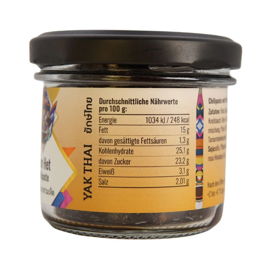 YAK THAI BRAND Thai Chili Paste with Mushrooms - Namprik Pao Sam Het - Yak Thai 100 g น้ำพริก สามเห็ด ยักษ์ไทย