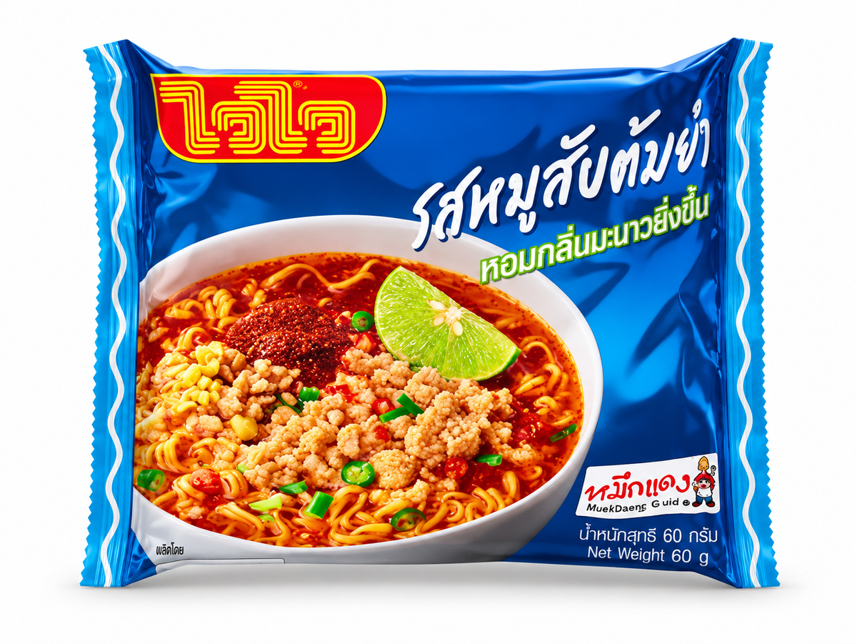 Wai Wai Instant Noodles Tom Yum Minced Pork 60 g หมูสับต้มยำ