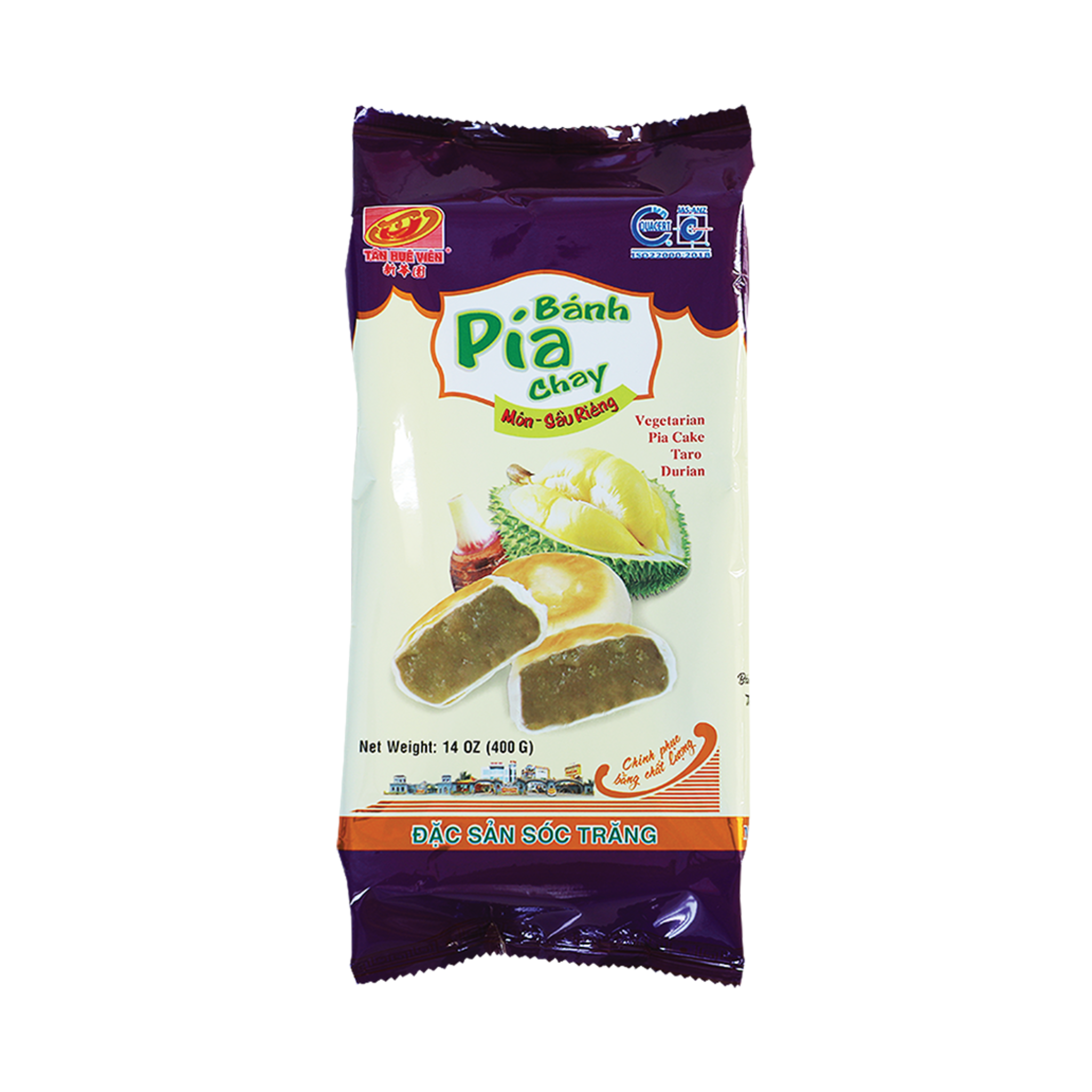 PIA Dessert- Kuchen, gefüllt mit Taro 400g (Tiefkühl) ขนมเปี๊ยะ ไส้ทุเรียน เผือก